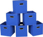 Fabric Cloth Storage Bins,Fabric Cube Bins Organizer with Dual Handles Foldable Cube Storage Baskets for Home Bedroom Storage,Set of 6,(Dark Blue)