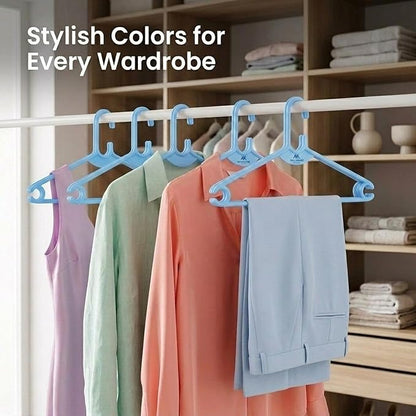 Plastic Hangers for Clothes Hanging | Set of 6 | Ideal Cloth Hangers for Clothes in Wardrobe | Almirah Organizer | Cloth Hanger Needs in Wardrobe | Mint Granite Blue