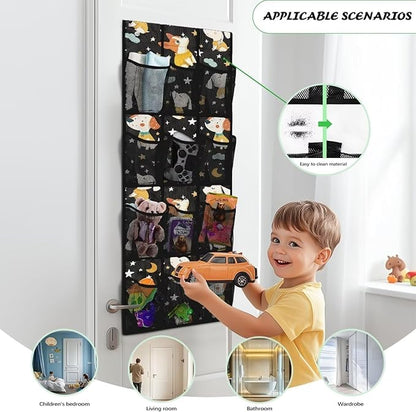 12 Large Mesh Pockets Over the Door Shoe Organizer Cartoon Dog Hanging Shoe Rack for Closet Shoe Organizer Door Hanger for Bedroom Bathroom