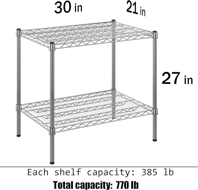 21" Deep x 30" Wide x 27" Height Wire Shelving Kit | 2-Tier | NSF Commercial Storage Rack Unit