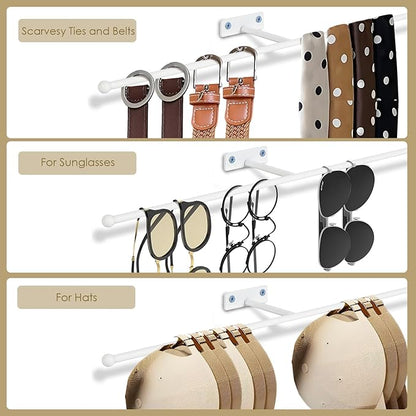 2 Pack Wall Jewelry Organizer, 14.5'' Necklace Holder for Hanging Earring, Ring, Bracelet, Hairband, Glasses Storage, Decorative Space-Saving Jewelry Display-White