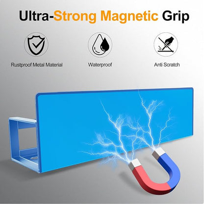Magnetic Spice Rack for Refrigerator, 4 Pack Metal Magnetic Shelf Organizer for Fridge Side, Strong Spice Storage Rack for Kitchen, Dark Blue