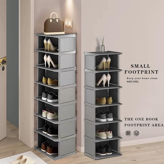 AFOORD Narrow Shoe Rack 18 Tiers, Tall Skinny Shoe Organizer, Small Space and Vertical Shoe Rack, Suitable for Entryway,Hallway,Closet, Corner, Bedroom and Garage Shoe Shelf