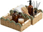 StorageWorks Toilet Paper Storage Basket 2 Pack, Toilet Basket with Wooden Handles, Small Wicker Decorative Scalloped Baskets for Organizing, Shelves, Counters, Green Rope