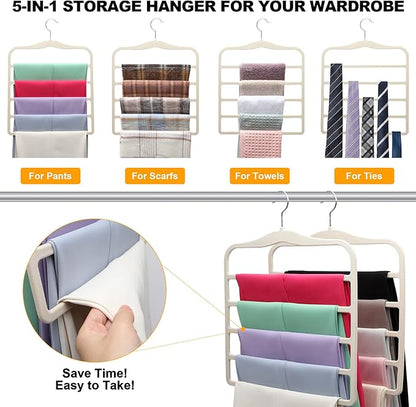 Closet Organizers and Storage,3 Pack Velvet Pants-Hangers-Space-Saving,Non Silp 5 Tier Scarf Jeans Closet Organizer,Dorm Room Essentials for College Students Girls Boys Guys,Organization and Storage