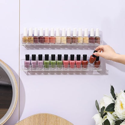 SuoXing 15 Inch 6 Pack Nail Polish Racks For The Wall,Holds Up to 72 Paint Bottles Acrylic Nail Polish Organizer and Nail Polish Wall Rack for Nail Salon