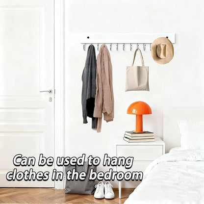 2 PCS White Hanging Jewelry Organizer, Wooden Wall Mounted Necklace Holder with 28 Hooks, Jewelry Display Hangers, Coat Rack Belt Organizer for Bags, Ties, Keys(White)