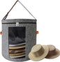 Varku Foldable Hat Storage Box, 18.9 x 16.5 in Felt Cowboy Hat Organizer, Large Capacity, Dustproof, Clear Window, Dual Zipper, Space Saving for Hats, Dark Gray