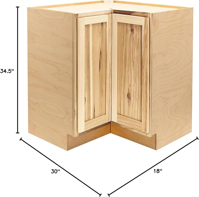 Quicklock RTA (Ready-to-Assemble) | Base Kitchen Cabinets - Shaker Style | Made in America (Rustic Hickory, 18" D x 30" W x 34.5" H Lazy Susan)