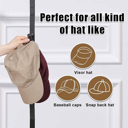 Hat Rack, Hat Racks for Baseball Hats, Hat Organizer for Closet Door, over the Door Hat Rack, Hat Organizer with Buttons Adjustable Hat Racks Hold 18 Snap Back Hats, Never Fall Off