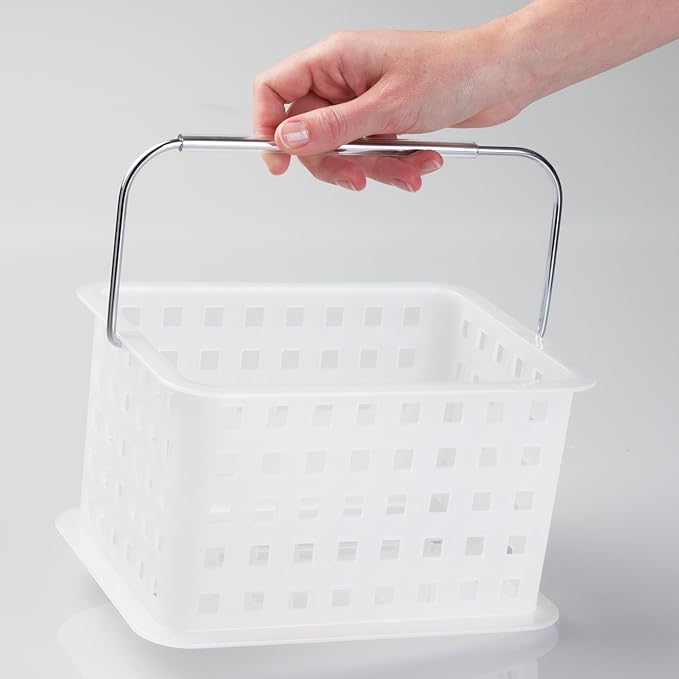 iDesign Small Shower Caddy with Handle, Portable Shower Organizer for Dorm or Bathroom, Clear Frost