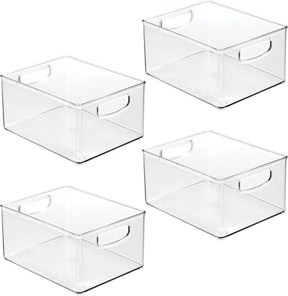 iDesign Stackable Storage Bin - Organize Pantry, Fridge, or Freezer, Set of 4, Clear, Made in USA