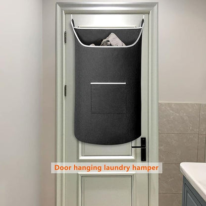 SAVERHO Black Hanging Laundry Hamper Bag, XL Door Hanging Hamper with Large Openging Laundry Hamper Storage Bag Large Size 36X22 Inch (Black)