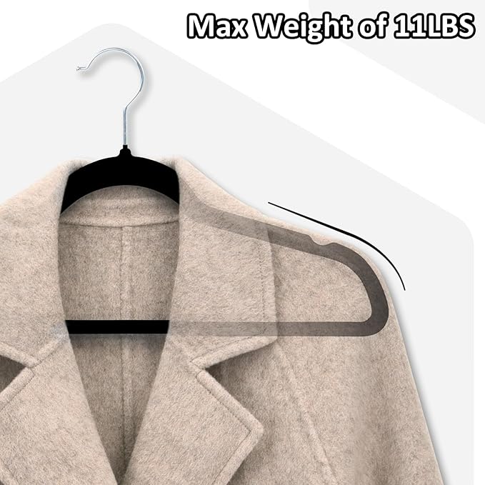 Velvet Hangers, 50 Pack Black Slim Felt Hangers with 360 Swivel Hook, Non-Slip, Heavy Duty for Coats, Pants & Dresses