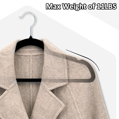 Velvet Hangers, 50 Pack Black Slim Felt Hangers with 360 Swivel Hook, Non-Slip, Heavy Duty for Coats, Pants & Dresses