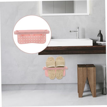 Ciieeo 4pcs Wall Mounted Foldable Shoe Rack Sticky Shoes Holder Organizer for Slippers Space Saving Storage Solution for Home Entryway and Closet (White Pink Grey Blue)