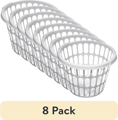 (8 pack) Adult 1-Bushel Round Laundry Basket, White