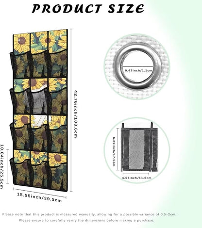 Sunflower Cat Simple Houseware 12 Pockets,Over The Door Hanging Shoe Organizer,Small Item Storage Bag,Hanging Shoe Rack for Door Sneaker Hanger Boot Storage,Closet Rack for Home