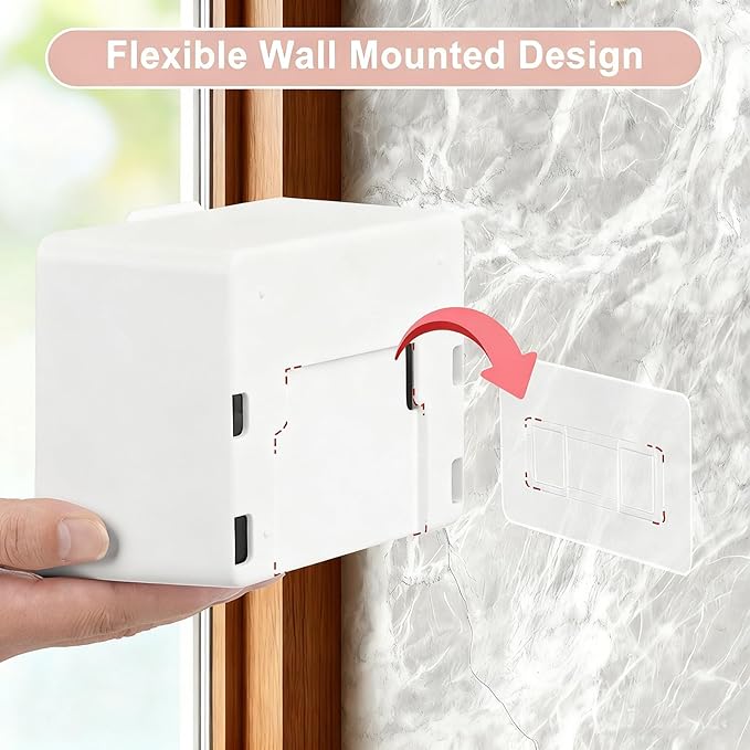 Qtip Holder, 2 Pack Wall Mount Qtip Holder Organizers for Bathroom Cotton Swabs, Balls, Cosmetic Cotton Pads, Dental Floss Storage - WhiteGrey