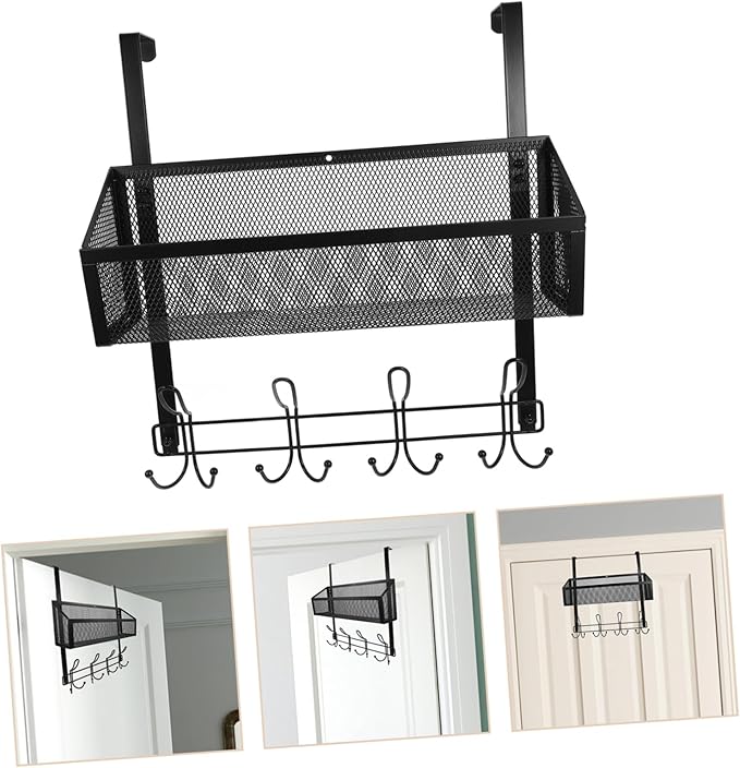 PRETYZOOM Door Organizer with Hooks Multi-Tier Storage Rack for Bathroom and Kitchen Waterproof Mesh Hanging Basket Easy Installation Fits Most Doors