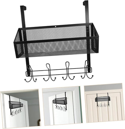 PRETYZOOM Door Organizer with Hooks Multi-Tier Storage Rack for Bathroom and Kitchen Waterproof Mesh Hanging Basket Easy Installation Fits Most Doors