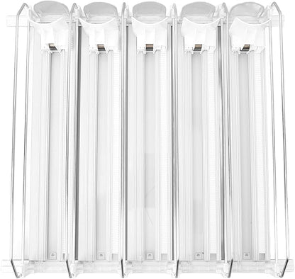 Pilipane 5pcs Self Pushing Soda Can Dispenser Drink Organizer for Fridge Automatic Beverage Pusher Glide System Adjustable Dividers for Beer Pop Cans Water Bottles Pantry Garage Coolers (White)