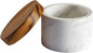 Anolon Pantryware Marble Salt Cellar with Teak Lid / Marble Salt Box with Teak Lid - 5.25 Ounce , White