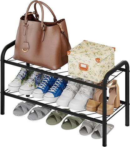 viewcare Shoe Rack for Closet, 2-Tier Small Shoe Rack for Entryway & Garage, Sturdy Metal Construction, Shoe Organizer Holds 4-8 Pairs
