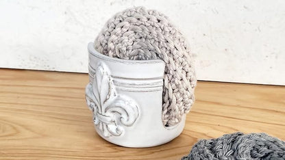 Fleur De Lis Sponge Holder for Sink White French Country Farmhouse Decor Compact Handmade Drain Rack (White)