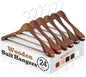 HOUSE DAY Wood Suit Hangers for Men 24 Pack, Smooth Wide Shoulder Wooden Hangers with Non Slip Pant Holder, Wide Hangers for Suits, Coats, Jackets, Heavy Wide Clothes Hanger, Walnut