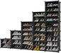 KOUSI 60-Pairs Shoe Rack for Entryway Shoe Storage Space Saver Plastic Shoe Organizer Narrow Standing Expandable for Heels, Boots, Slippers,Black