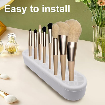 1Pcs White Makeup Brushes Holder Silicone Make Up Brush Holder Stand Makeup Vanity Brush Holders for Painting Pen Brushes Nail Clippers Drill Pens Ruler Sewing Craft Tools