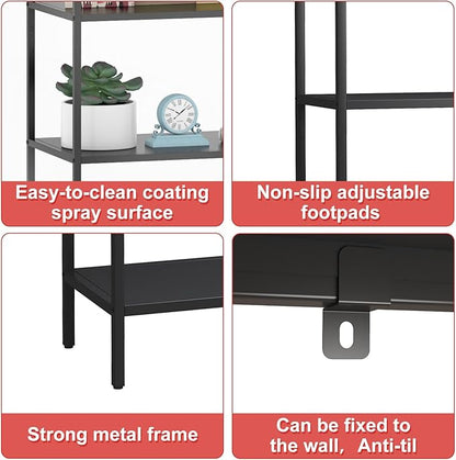 Garage Storage Shelves Essentials Industrial Bookcase with Metal Frame 4 Tier Shelf 70.8 inch Tall Household Geometric and Open Shelves for Home Office Kitchen Living Room