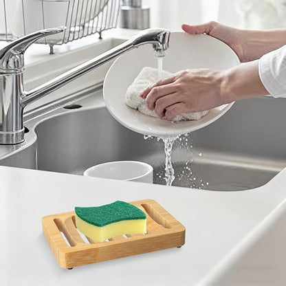 Natural Bamboo Soap Dish and Holder Elegant Design Self Draining Soap Tray for Shower Bar Soap Holder Perfect for Bathroom Sink and Kitchen
