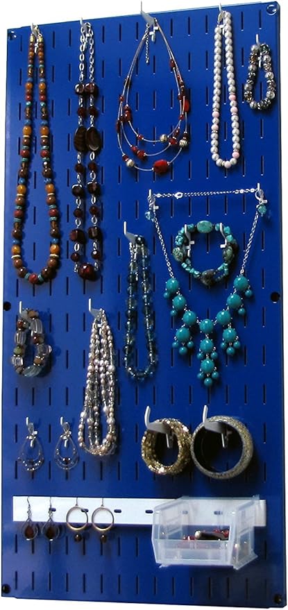 Wall Control Jewelry Organizer Wall Hanging Jewelry Holder Kit Wall Mounted Necklace Organizer Kit in Blue
