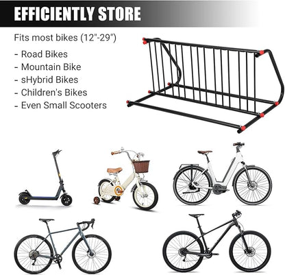 Commercial Grid Bike Rack for 10 Bikes - Heavy Duty Metal Bike Stand Floor, 51.8 LBS Q235 Steel Outdoor Bicycle Parking Rack for Garage, Retail, School, Backyard, Bike Shop (Double Side)
