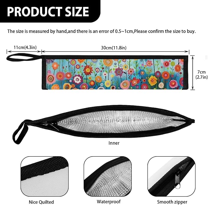 Cutlery Storage Bag Travel Silverware Cloth Bags for Travel Tableware Carrying Bag Travel Silverware Case Utensil Pouch Utensil Case,Floral Field