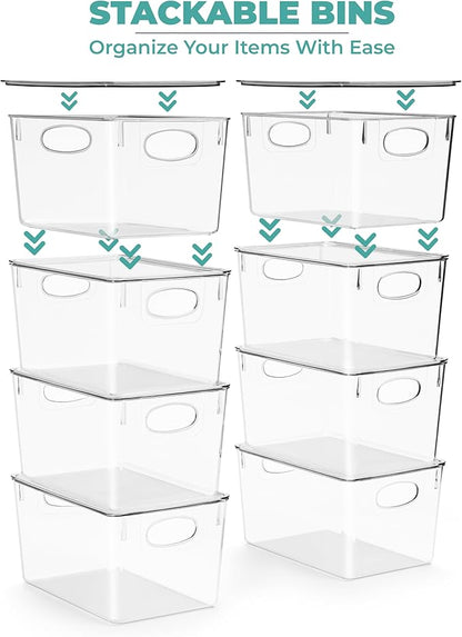 Sorbus 4-Pack Large Clear Plastic Storage Bins with Lids - Kitchen, Pantry, Fridge, and Cabinet Organizer