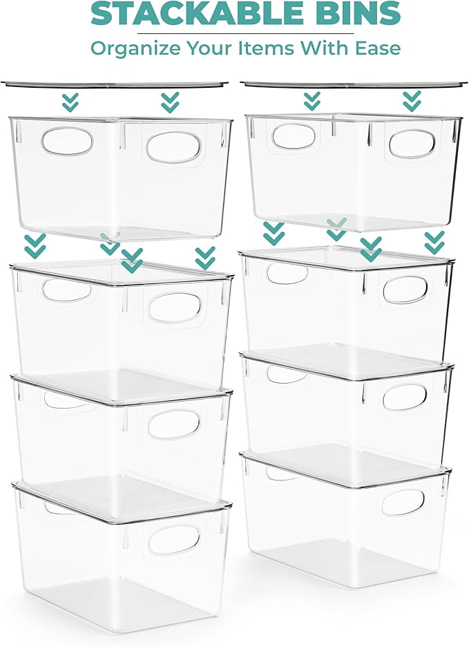 Sorbus Large Clear Plastic Storage Bins with Lids, Clear Stackable Storage Bins, Laundry Room Organizer Bins, Office, Classroom, Playroom, Bathroom, Laundry Room Organization and Storage (4 Pack)
