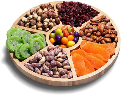 12" Bamboo Lazy Susan Revolution Turntable 7 Compartments - Sectioned Organizer for Kitchen, Dining Table, Condiments, Eco-Friendly Bamboo, Smooth Rotation