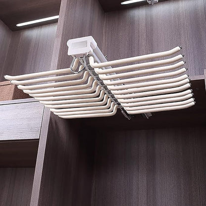 Pull Out Trousers Rack,Extendable Pants Holder,Cabinet Organizers Pants Rack Pant Hanger Rail Top Mount,for Space Saving and Storage,Beige