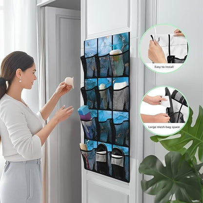 Marble Behind Door Organizer 12 Pockets Over The Door Closet Organizer for BedRoom Space Saving Multi-Funtion Storage Bag for School Easy to Install Shoe Holder Hanger