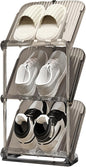 YYW Narrow Shoe Rack Vertical Shoes Rack for Entryway Corner Shoe Storage Organizer for Small Spaces Transparently Tall Slim Shoe Shelf for Front Door Entrance Living Room Grey 3 Layers
