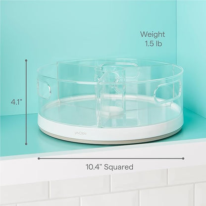 YouCopia Crazy Susan Lazy Susan Organizer, 3 BPA-Free Removable Clear Bins with Handles, Rotating Storage Turntable for Kitchen Cabinet, Pantry and Bathroom Organization
