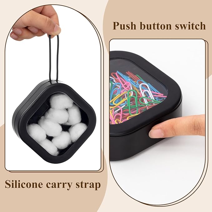 Kathfly 4 Pcs Black Hair Tie Organizer Portable Hair Accessory Storage Containers Stackable Tie Bobby Pin Holder Home Cotton Swab Dispenser Accessories Jewelry Organizer Box