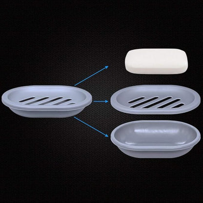 Soap Dish with Water Drainage Design for Drying and Saving Soap, Bathroom Kitchen Sponges Holder (Grey - Oval) 2 Pack