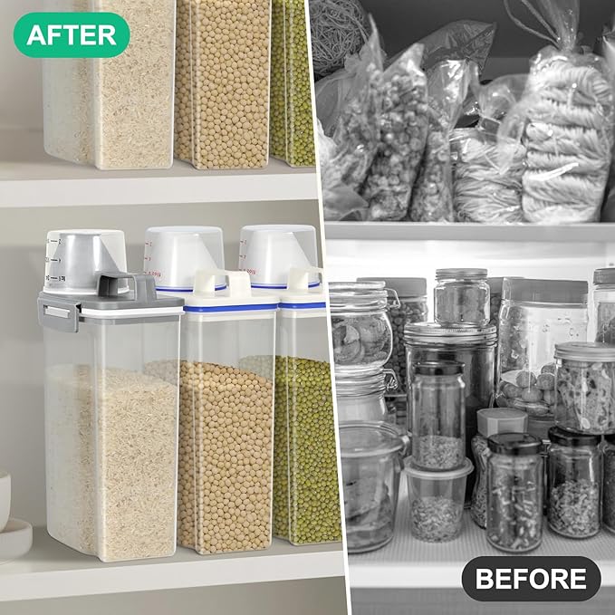 TBMax Rice Storage container 4 Lbs, Small Rice Dispenser with Measuring Cup, Cereal Containers Flour Bin, Kitchen Food Storage Container and Pantry Organizers, Pet Dog Cat Food Dispenser