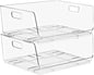 Sorbus Stackable Storage Bins Open Front - Clear Storage Bins - Pantry Bins for Storage and Organization - Acrylic Stackable Bins for Kitchen - Clear Pantry Organizer Bins (Large 2 Pack)