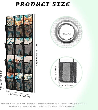 Mandalas Over The Door Shoe Organizer 12 Pockets Over The Door Hanging Organizer for School Butterfly Shoe Holder Hanger Space Saving Wall Hanging Storage
