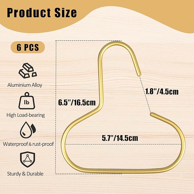 6 Pcs Hat Hanger Gold Hooks Organizer, Metal Shawl Belt Scarf Caps Tie Purse Storage Hangers Organizers Non-Slip Easy Access Open Hook Space Saving Multi-Functional Hooks